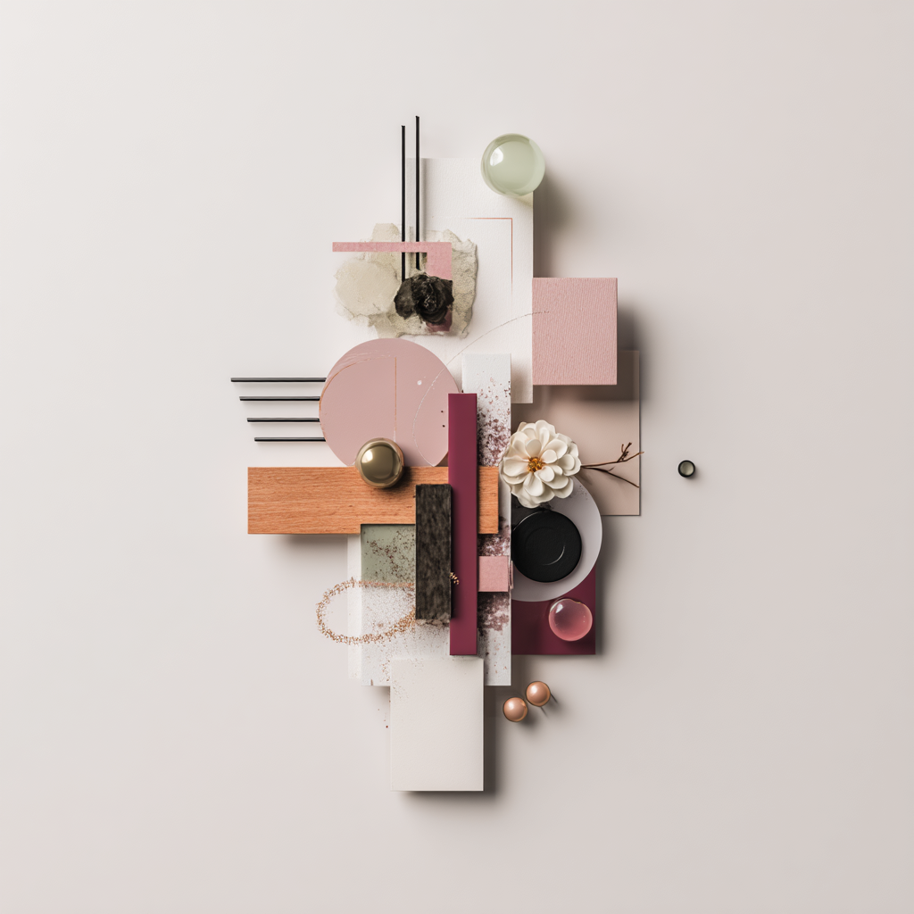 Moderner Design Geometrische Formen Holz Papier Dekorative Elemente | Collagen | Kunstgattungen