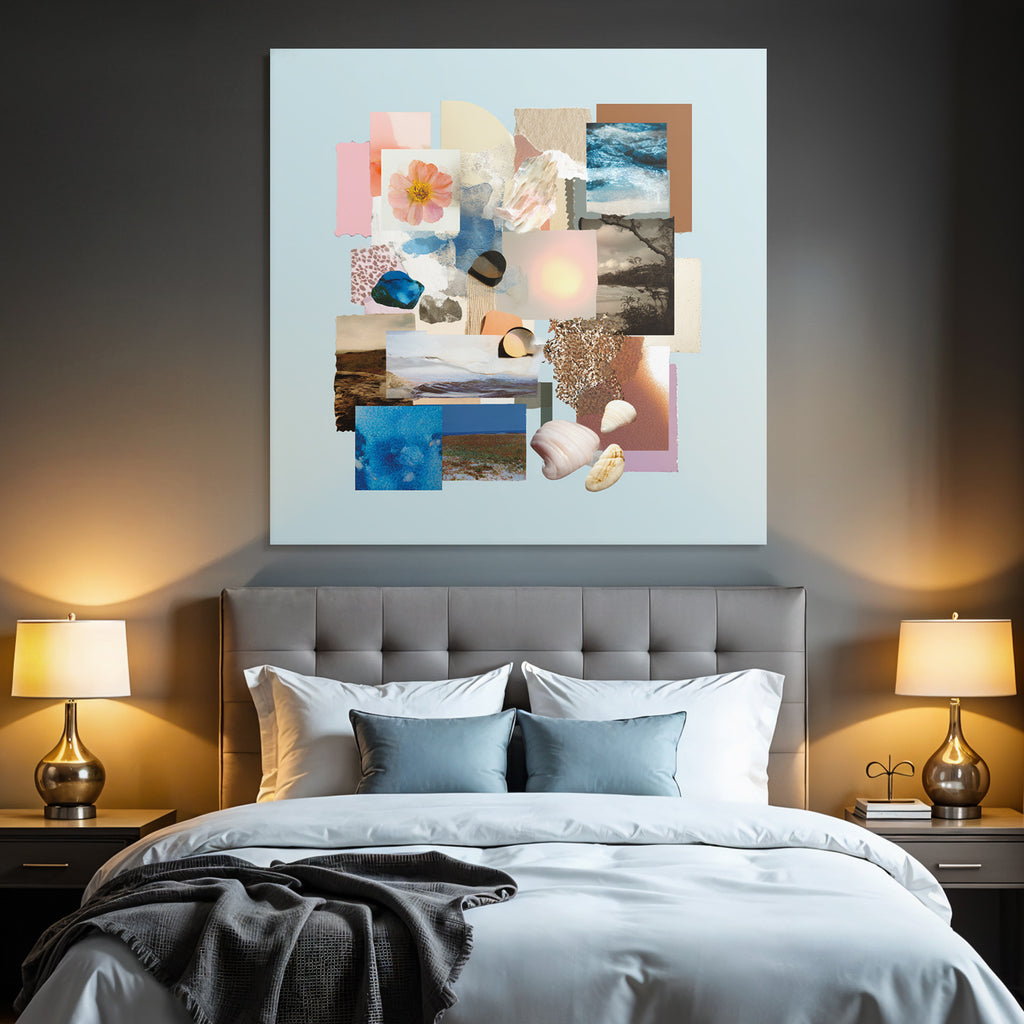 Natur Kunst Collage Mit Blumen Schalen Wasser Abstrakte Designs