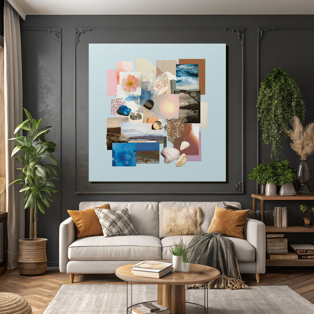 Natur Kunst Collage Mit Blumen Schalen Wasser Abstrakte Designs