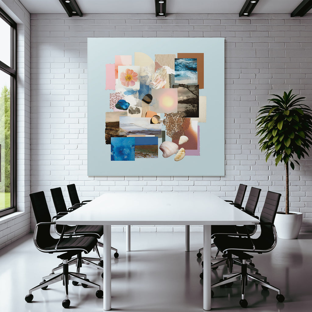 Natur Kunst Collage Mit Blumen Schalen Wasser Abstrakte Designs