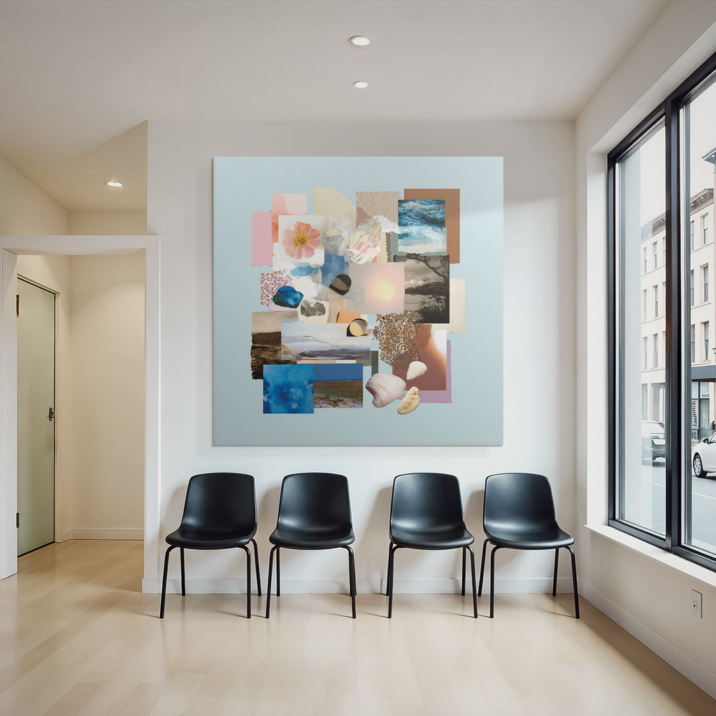 Natur Kunst Collage Mit Blumen Schalen Wasser Abstrakte Designs