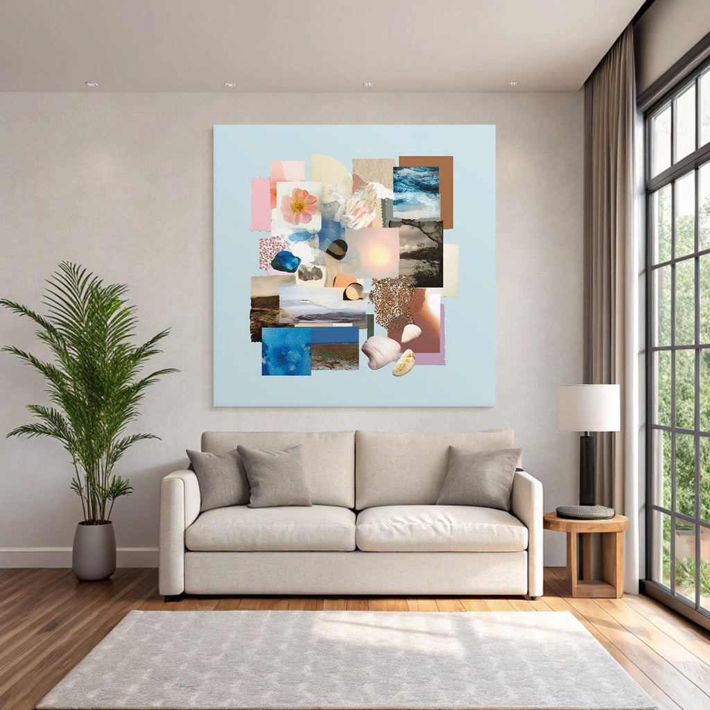 Natur Kunst Collage Mit Blumen Schalen Wasser Abstrakte Designs