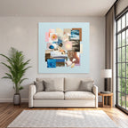 Natur Kunst Collage Mit Blumen Schalen Wasser Abstrakte Designs
