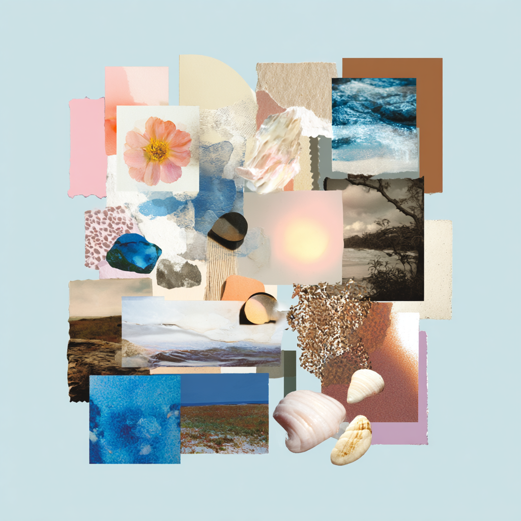 Natur Kunst Collage Mit Blumen Schalen Wasser Abstrakte Designs | Collagen | Kunstgattungen