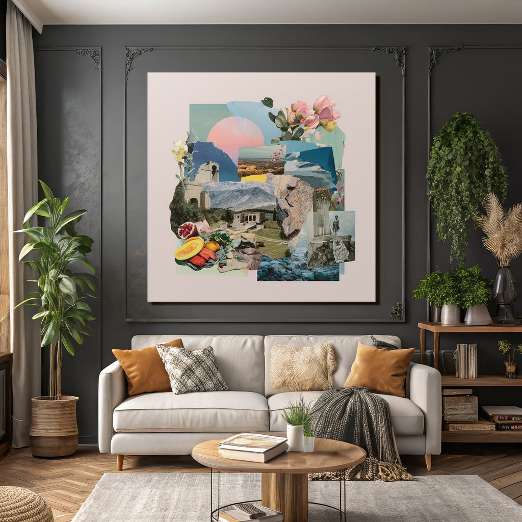 Natur Und Architektur Collage Vor Rosa Hintergrund