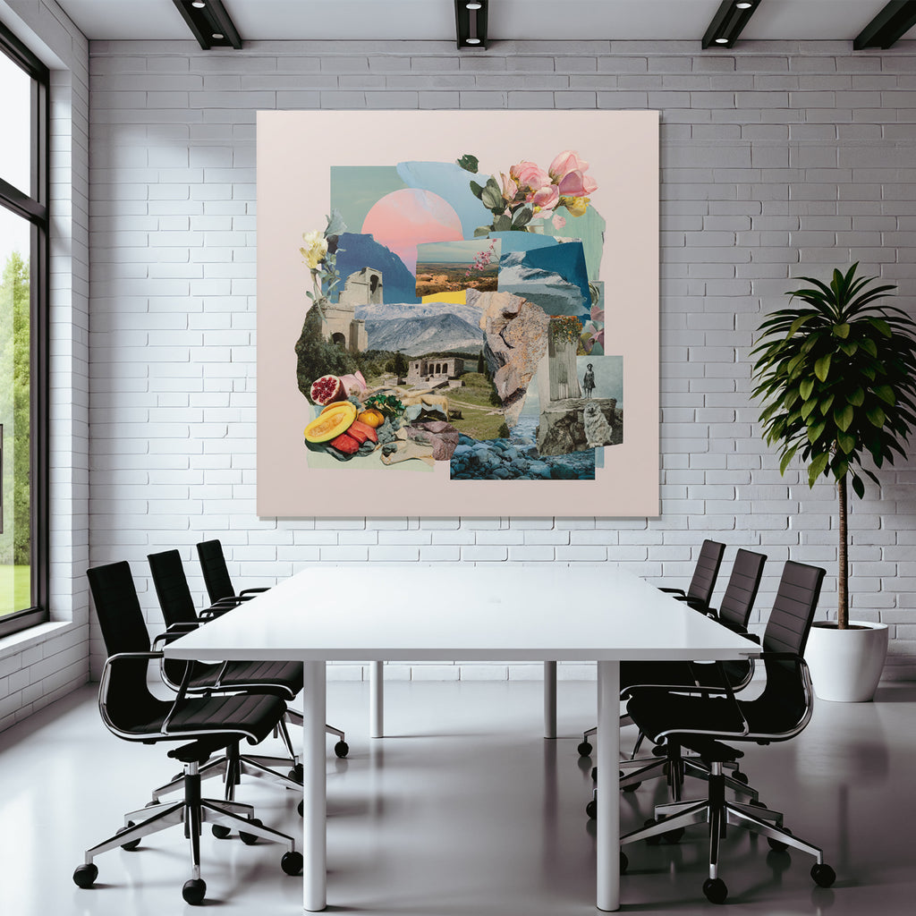 Natur Und Architektur Collage Vor Rosa Hintergrund
