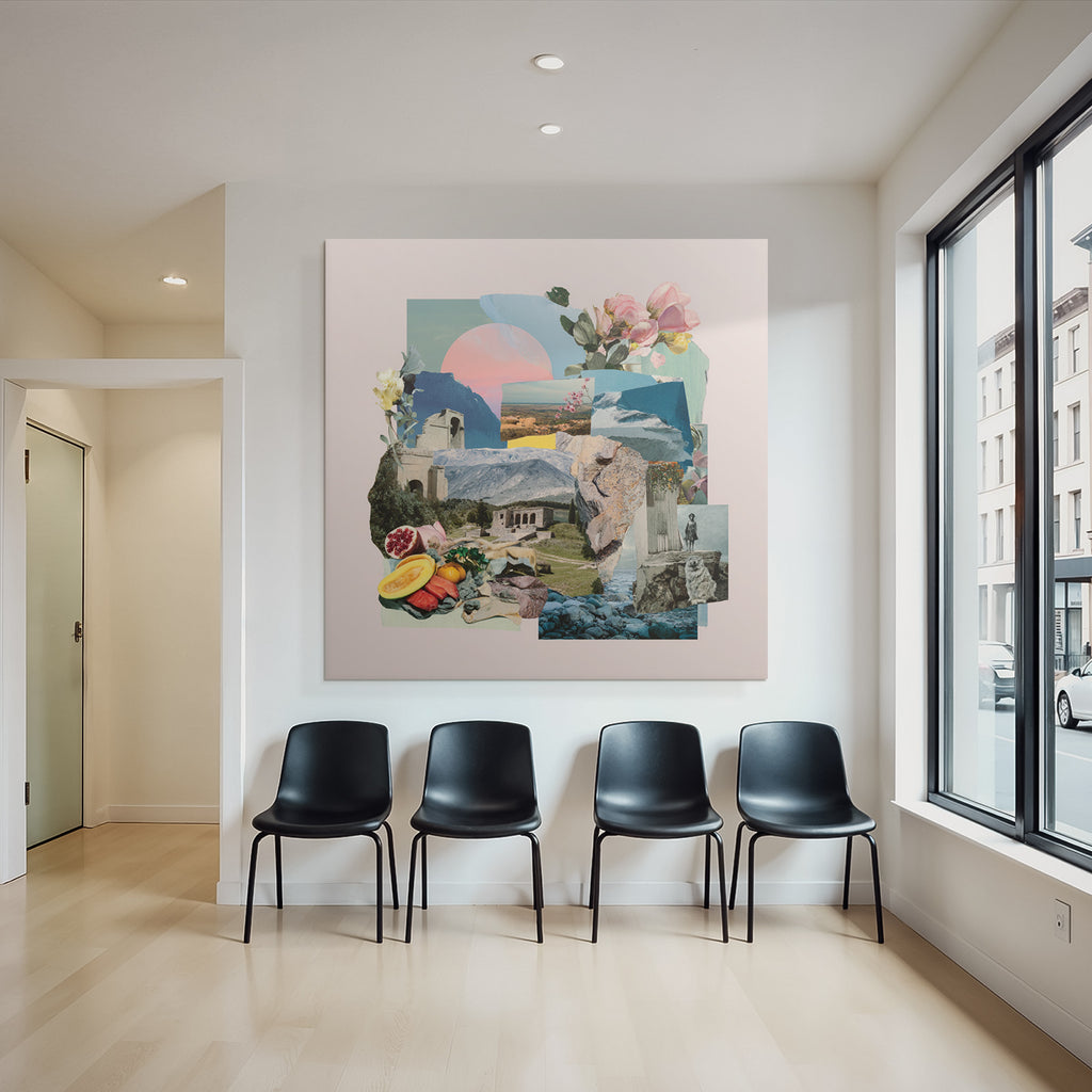 Natur Und Architektur Collage Vor Rosa Hintergrund