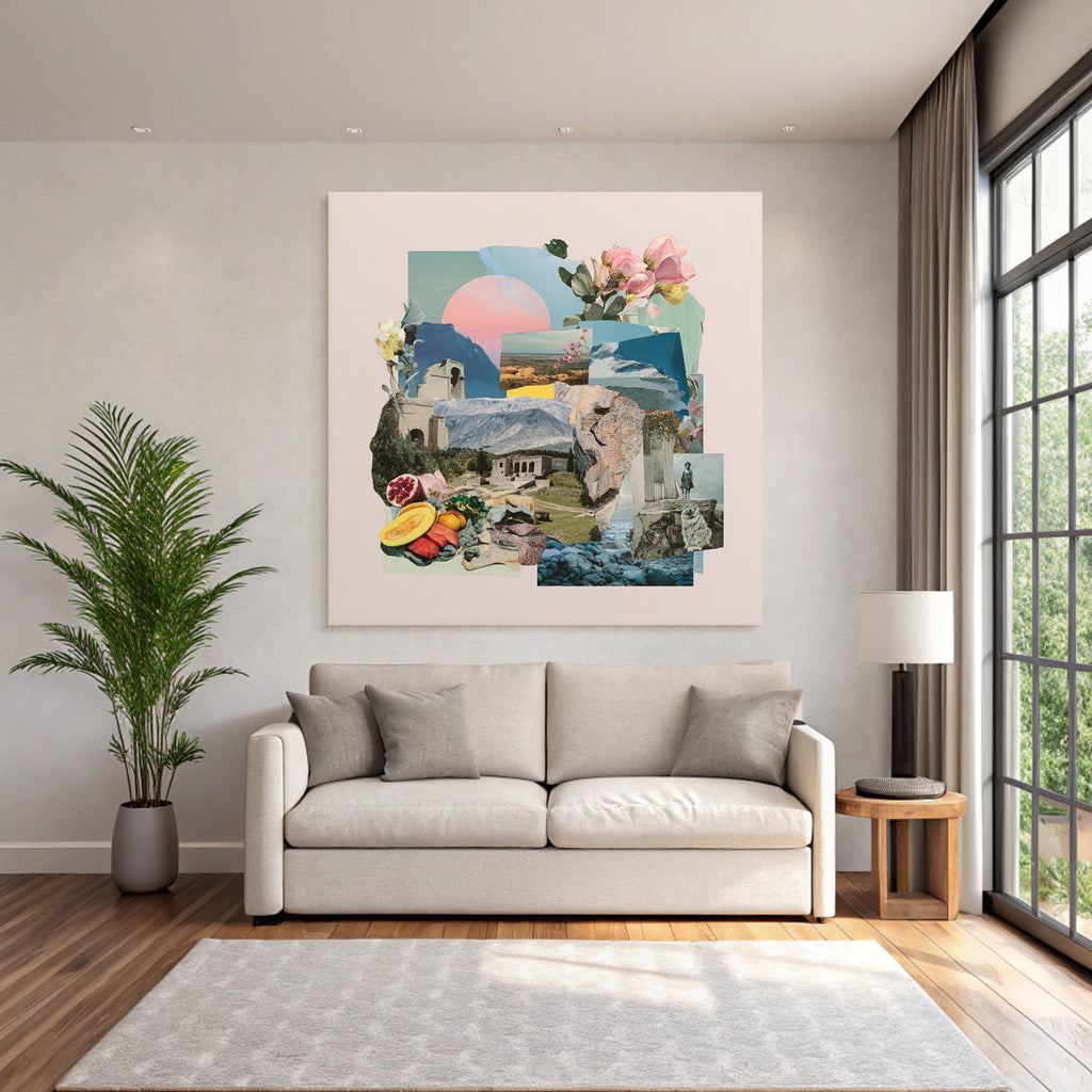 Natur Und Architektur Collage Vor Rosa Hintergrund