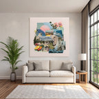 Natur Und Architektur Collage Vor Rosa Hintergrund