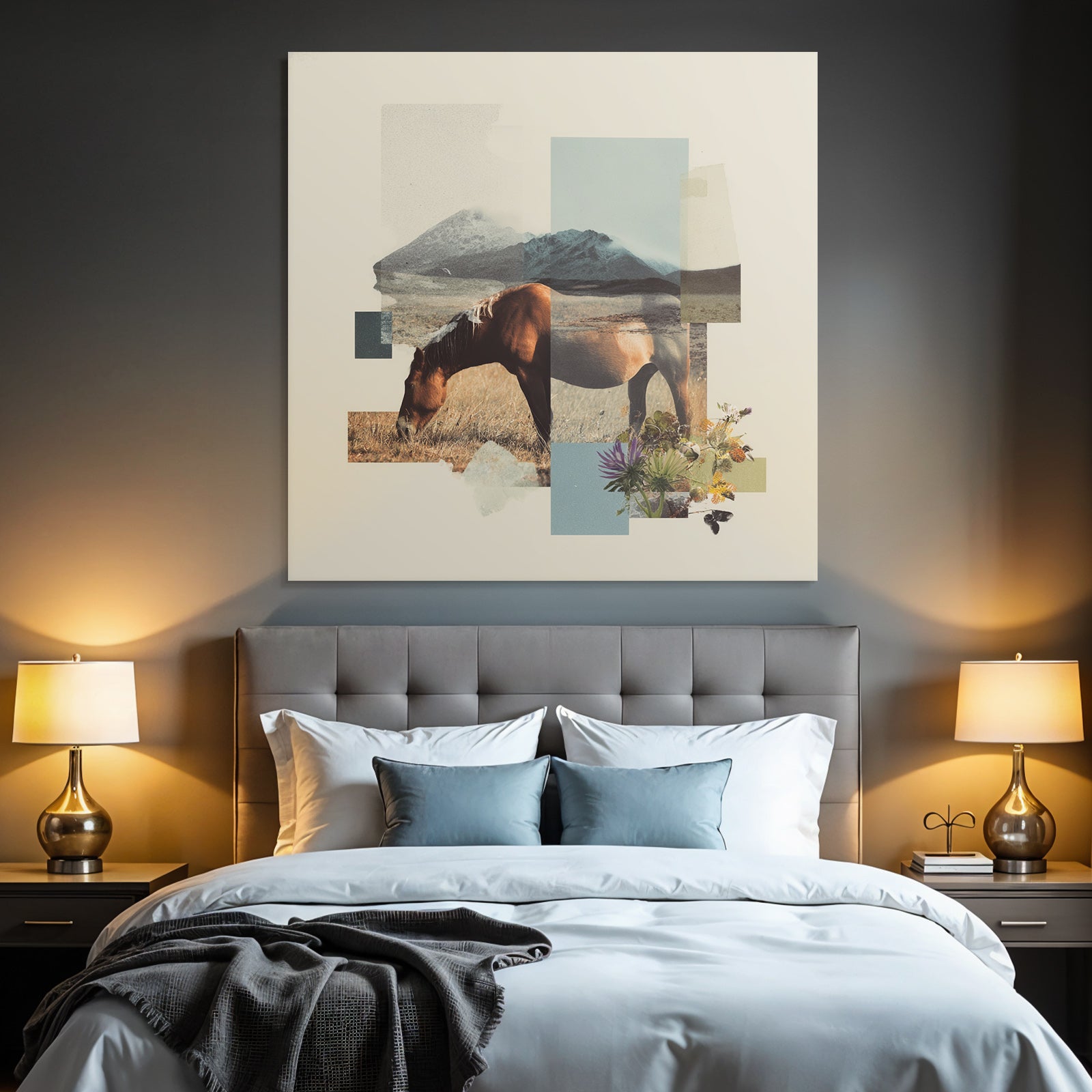 Pferd In Natur Mit Abstrakten Formen Und Texturen