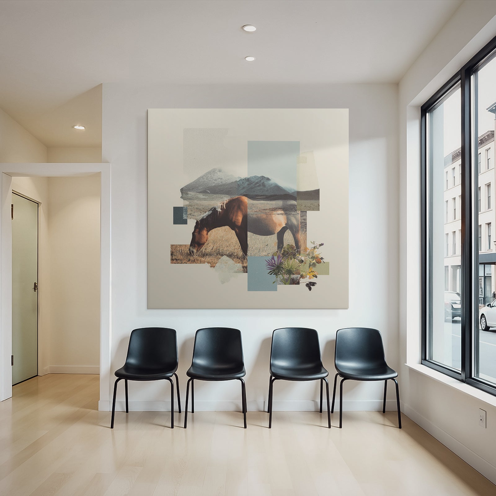 Pferd In Natur Mit Abstrakten Formen Und Texturen