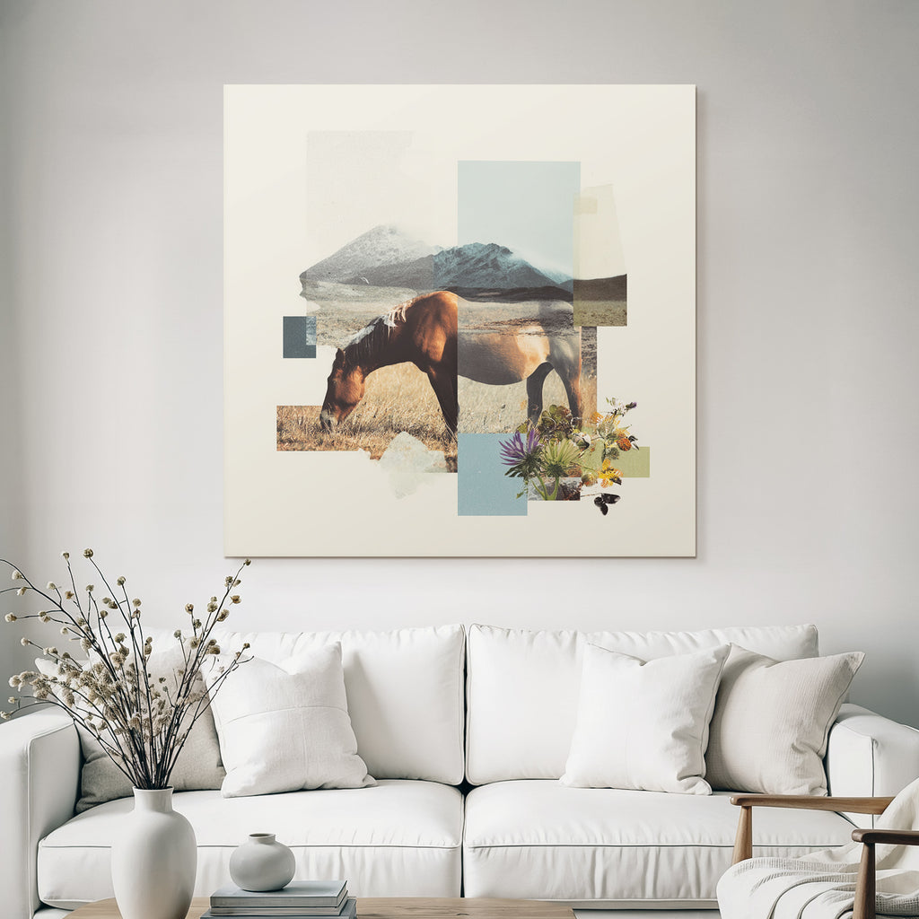 Pferd In Natur Mit Abstrakten Formen Und Texturen