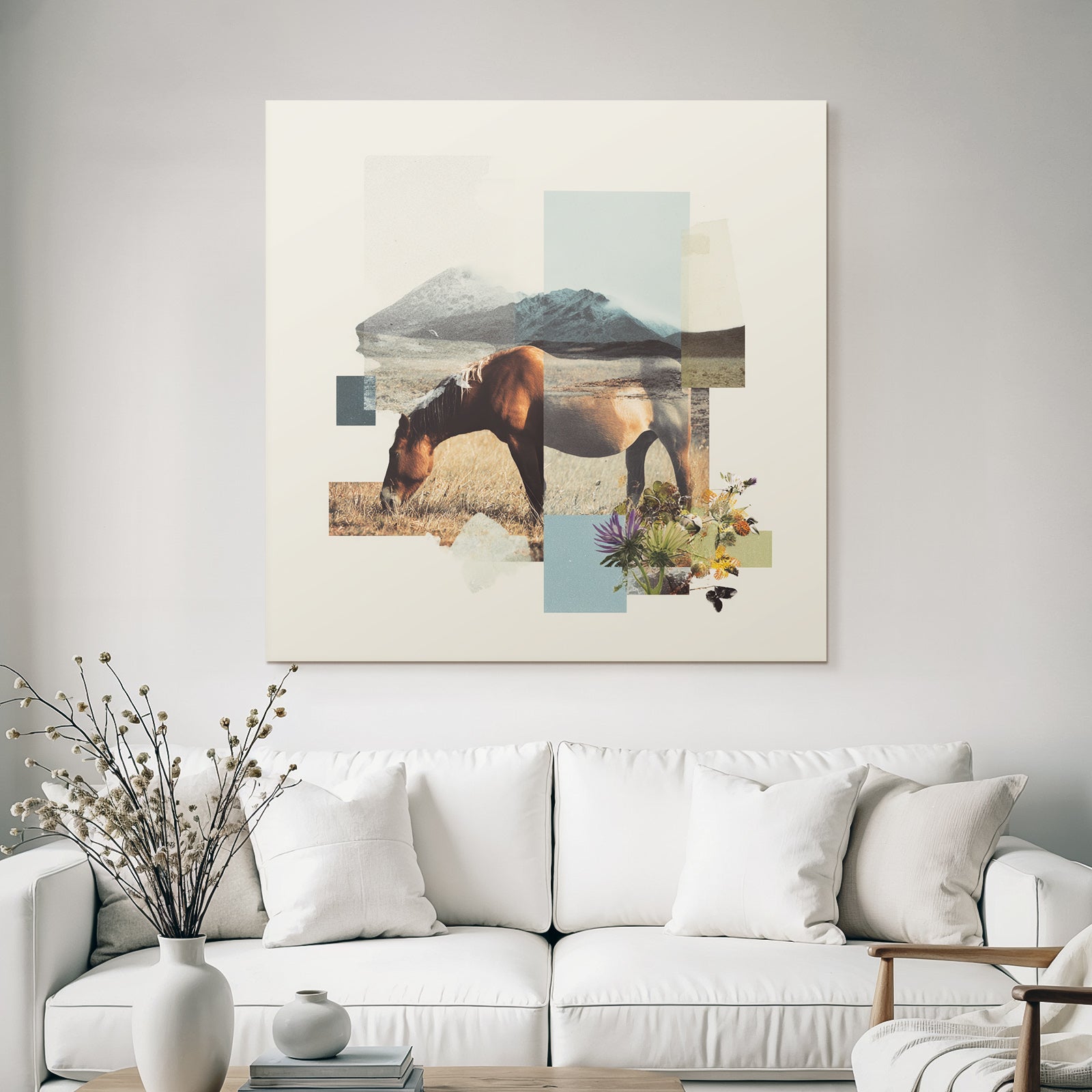 Pferd In Natur Mit Abstrakten Formen Und Texturen