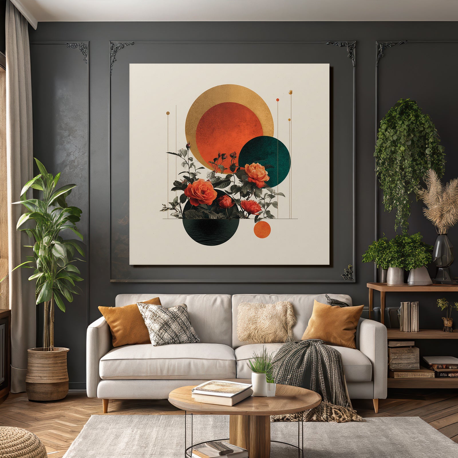 Rosen Geometrische Formen Vibrante Farben Abstracte Kunst