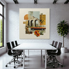 Vintage Auto Architektonische Ruine Orange Blumen Geometrische Formen