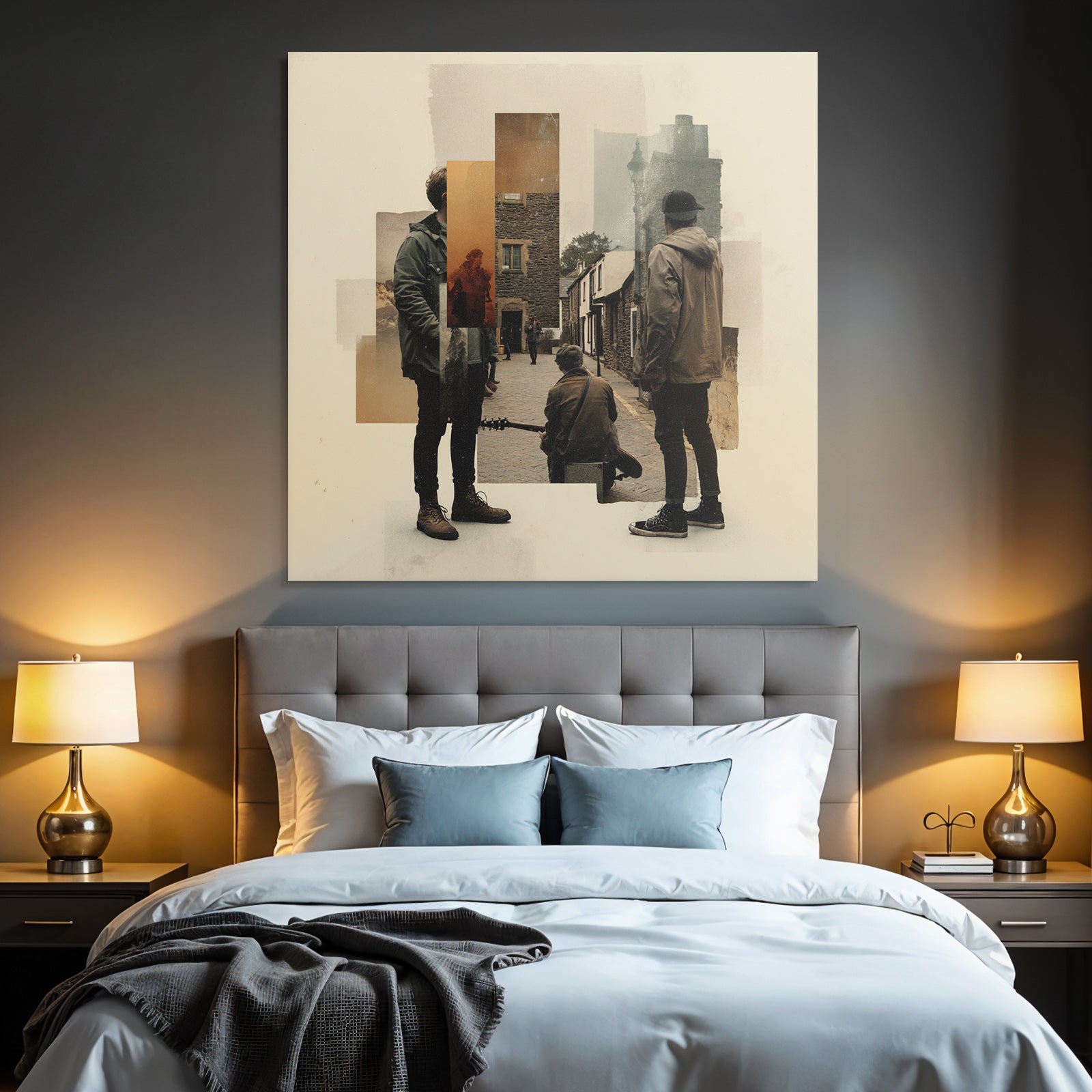Vintage Kunstwerk Mit Figuren In Einer Quaint Umgebung