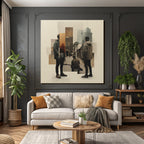 Vintage Kunstwerk Mit Figuren In Einer Quaint Umgebung