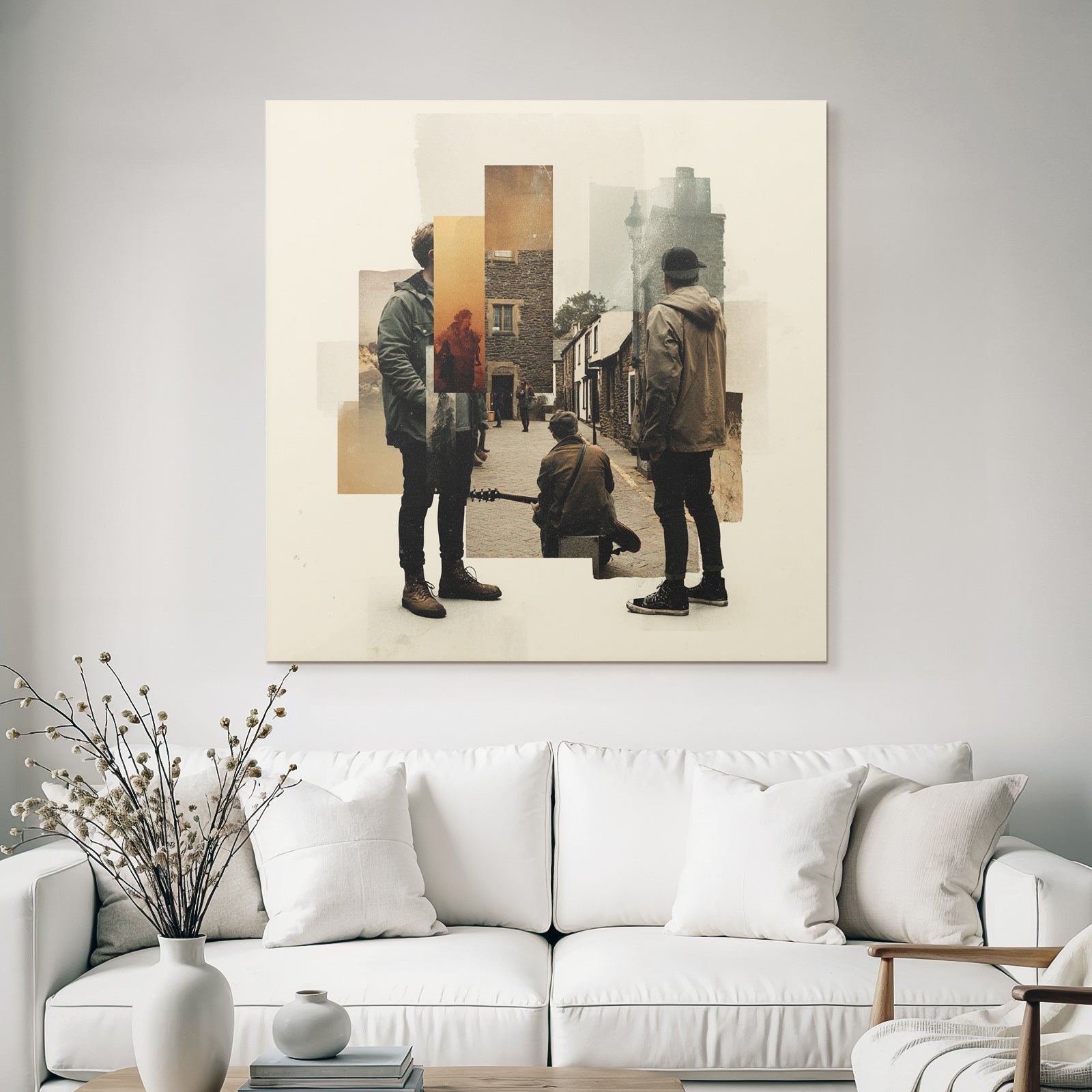 Vintage Kunstwerk Mit Figuren In Einer Quaint Umgebung