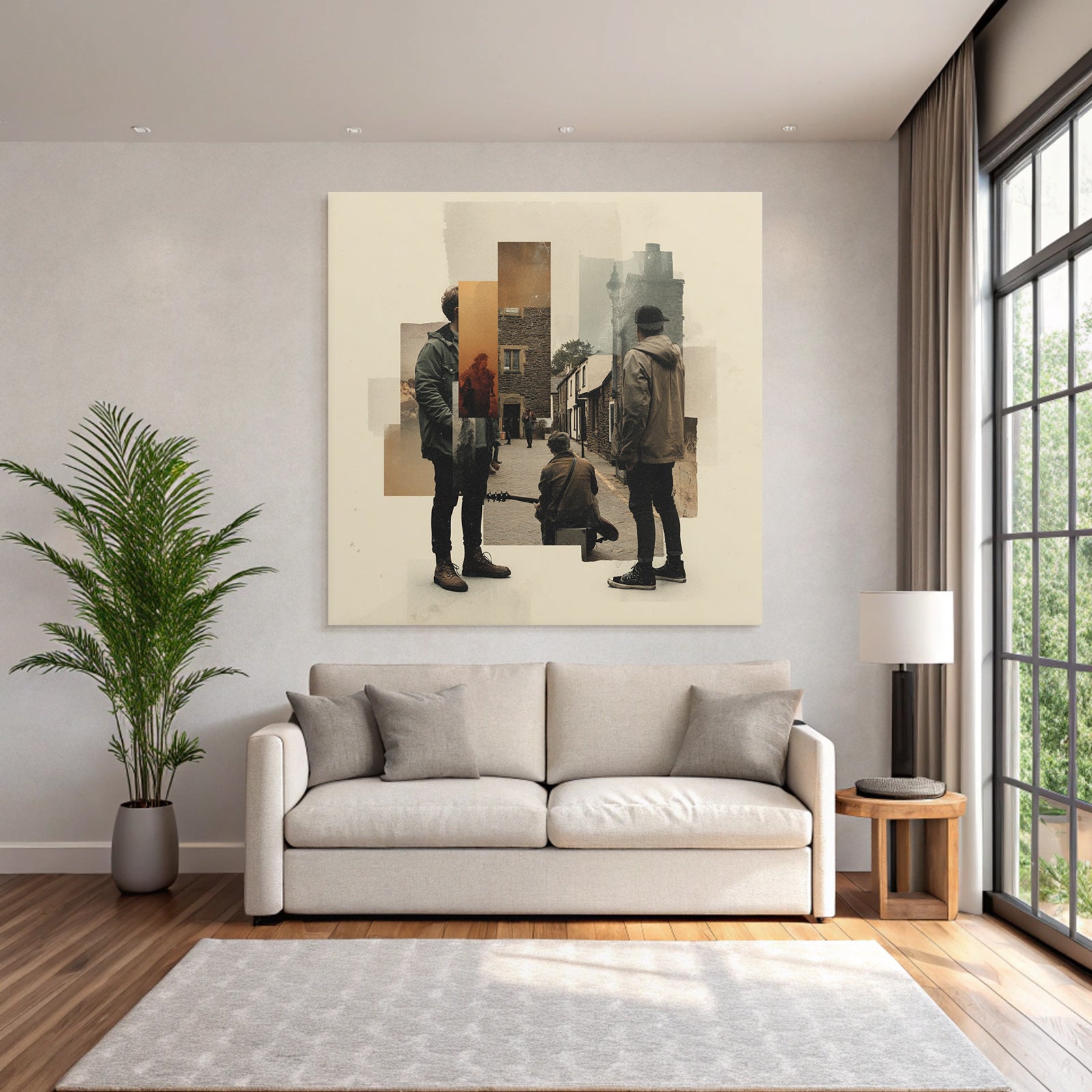 Vintage Kunstwerk Mit Figuren In Einer Quaint Umgebung