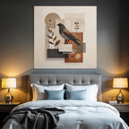 Vogel Abstracte Illustration Geometrische Formen Erdtoene