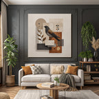 Vogel Abstracte Illustration Geometrische Formen Erdtoene