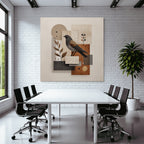 Vogel Abstracte Illustration Geometrische Formen Erdtoene