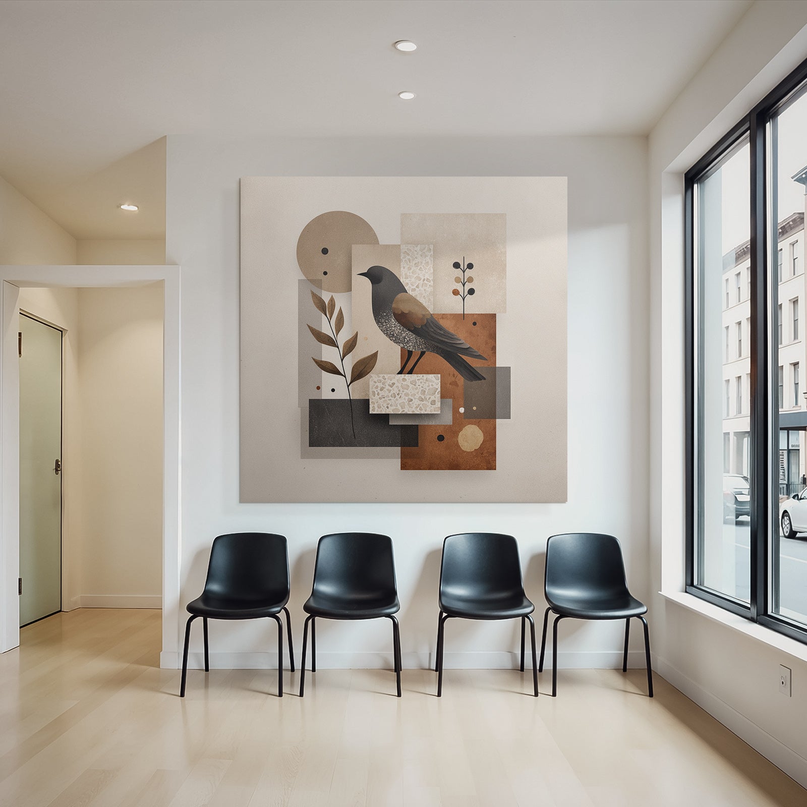 Vogel Abstracte Illustration Geometrische Formen Erdtoene