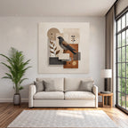 Vogel Abstracte Illustration Geometrische Formen Erdtoene