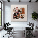 Vogel Blumen Blatter Tassen Collage Modern Kuenstlerisch