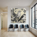 Vogel Pflanzen Muster Monochromatische Illustration
