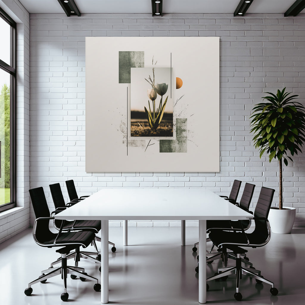 Weisse Tulpen Geometrische Kunst Collage