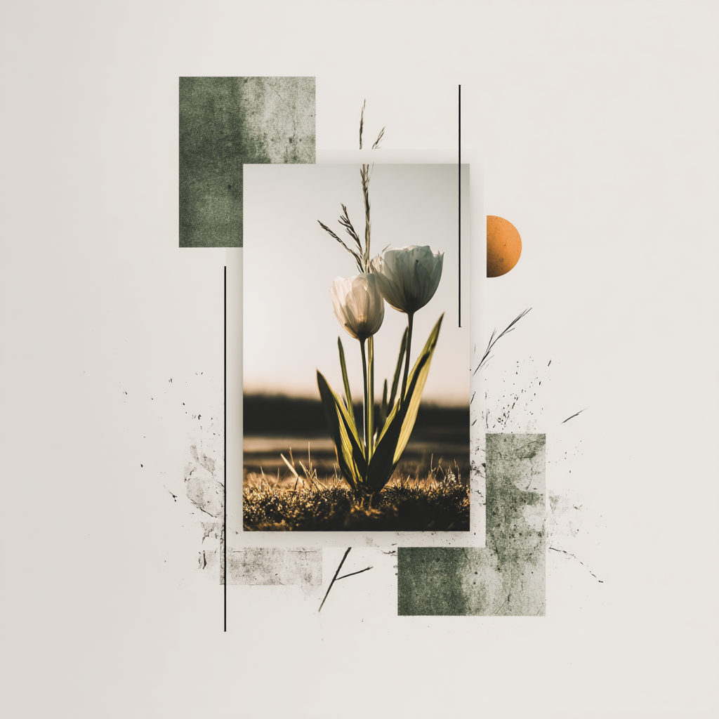 Weisse Tulpen Geometrische Kunst Collage | Collagen | Kunstgattungen