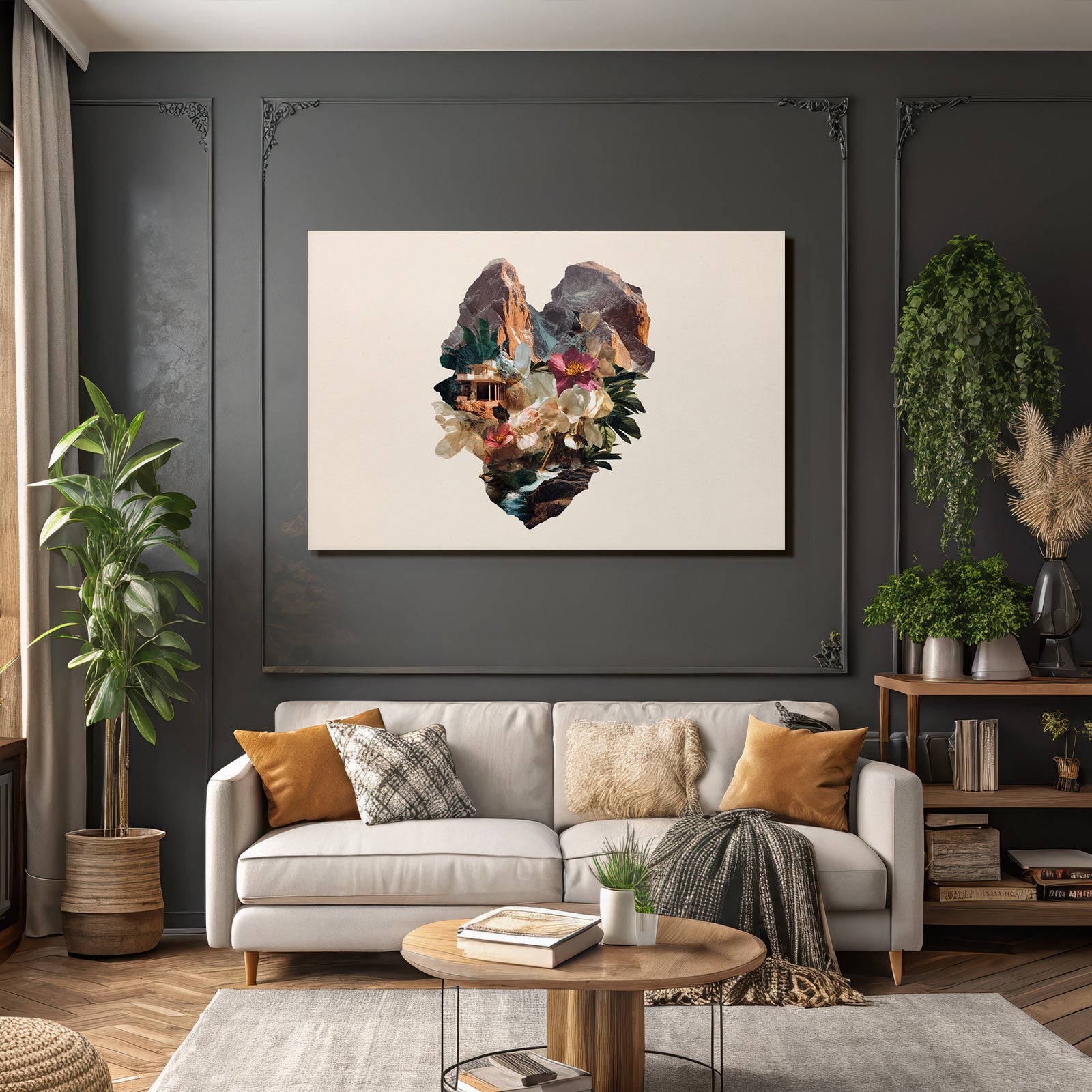 Herzform Natur Harmonie Blumen Berge Struktur