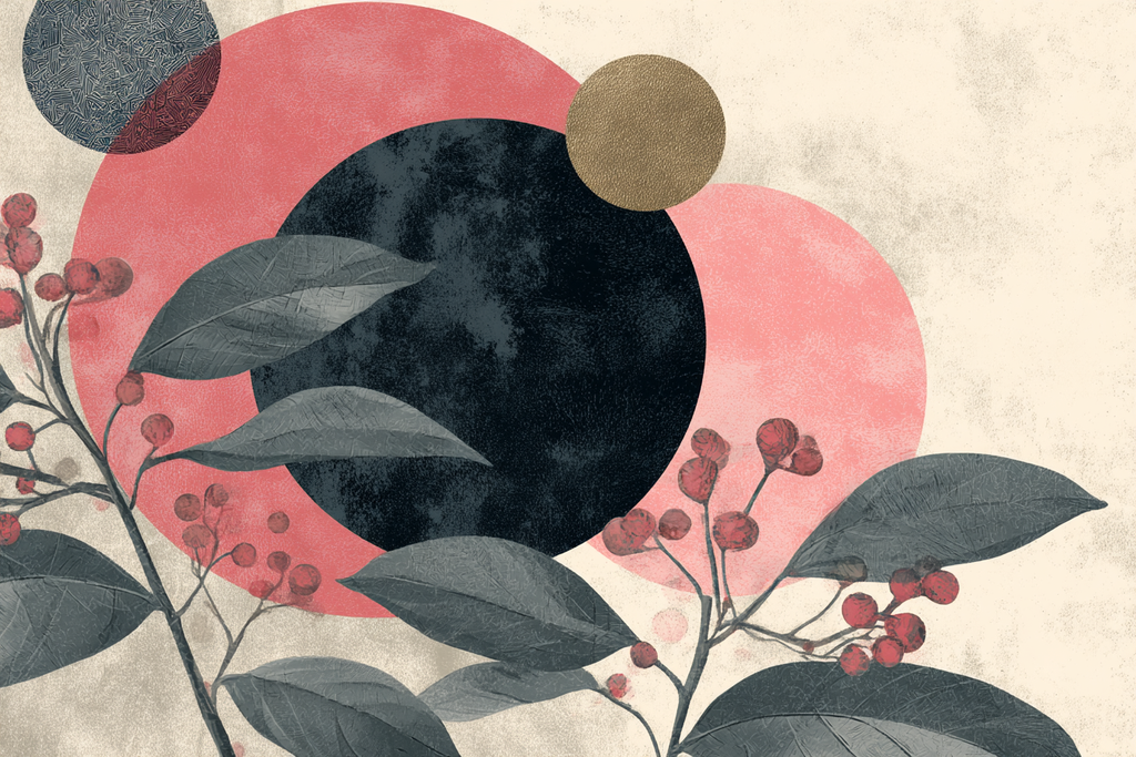 Abstrakte Kreisformen Botanische Elemente Modernes Design | Collagen | Kunstgattungen