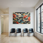 Abstrakte Landschaft Mit Blumen Huegel Und Wasser Kunstwerk