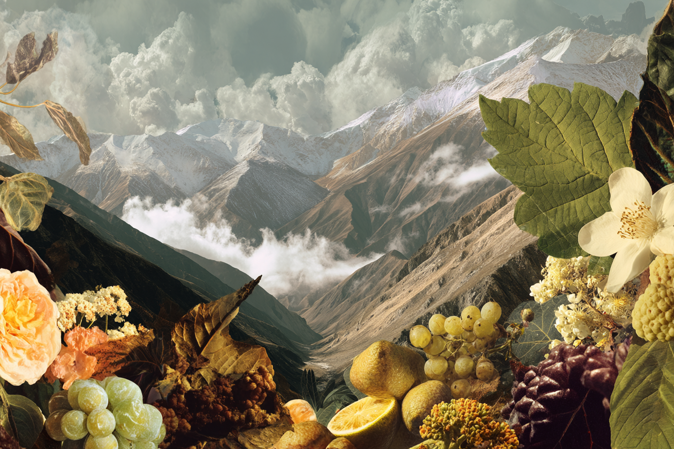 Berglandschaft Mit Fruechten Und Blumen | Collagen | Kunstgattungen