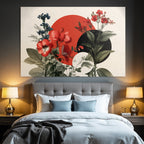 Blumen Collage Moderner Kunst Stil Rot Schwarz Texturn Hintergrund