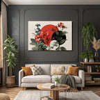 Blumen Collage Moderner Kunst Stil Rot Schwarz Texturn Hintergrund