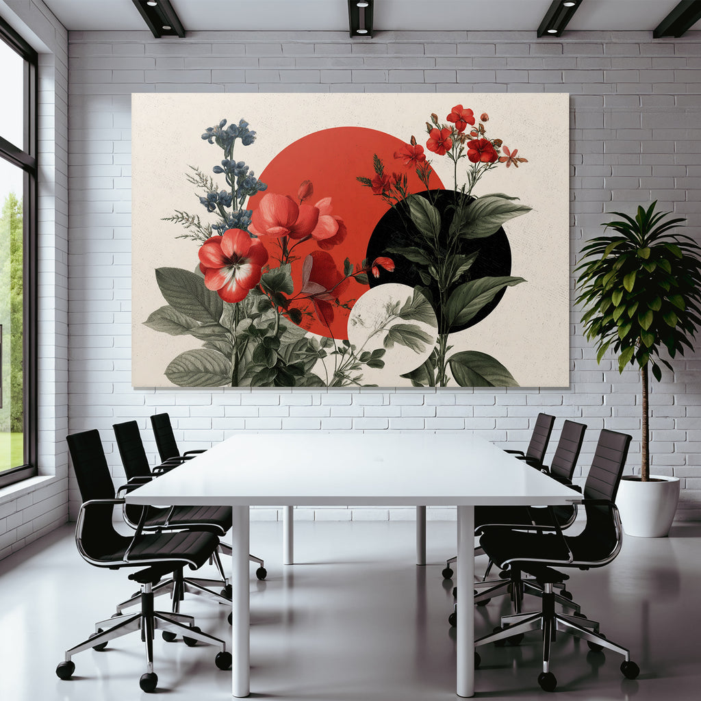 Blumen Collage Moderner Kunst Stil Rot Schwarz Texturn Hintergrund