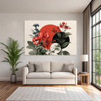 Blumen Collage Moderner Kunst Stil Rot Schwarz Texturn Hintergrund
