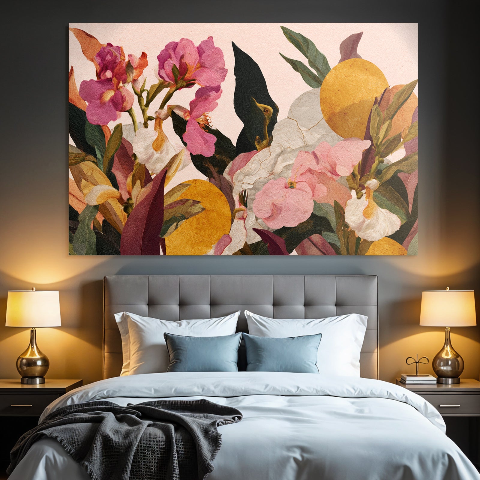 Blumen Und Blatt Anordnung Mit Rosa Hintergrund