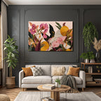 Blumen Und Blatt Anordnung Mit Rosa Hintergrund