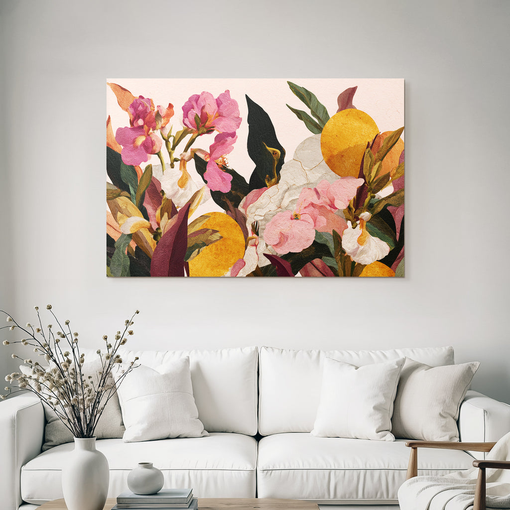 Blumen Und Blatt Anordnung Mit Rosa Hintergrund