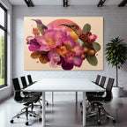 Blumen Voegel Arrangement Vibrant Farbenfroh Szenen