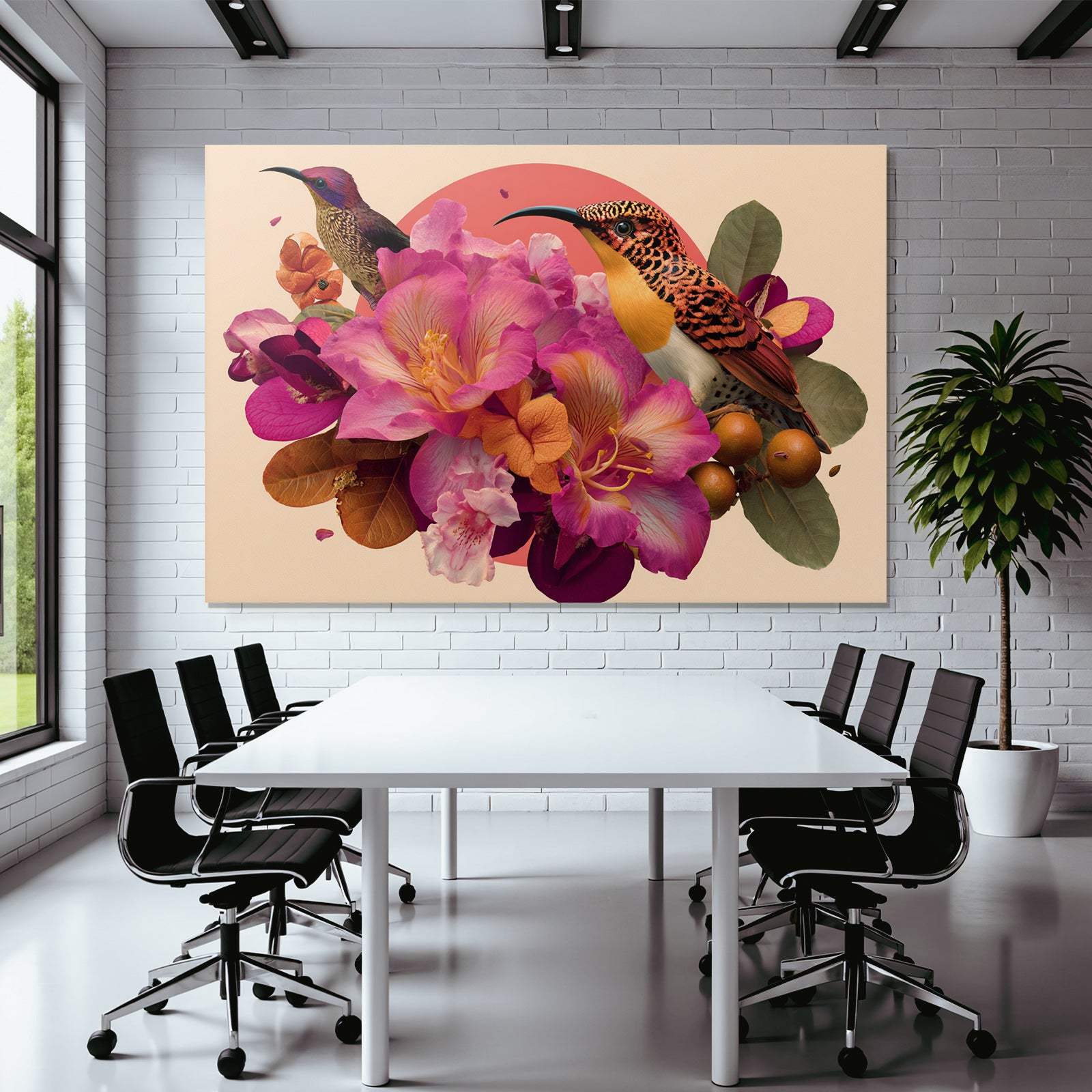 Blumen Voegel Arrangement Vibrant Farbenfroh Szenen