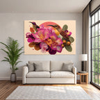 Blumen Voegel Arrangement Vibrant Farbenfroh Szenen