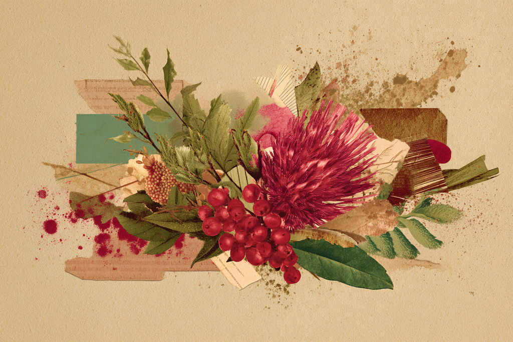 Blumenkunst Dekorative Illustration Mischtechnik Collage | Collagen | Kunstgattungen