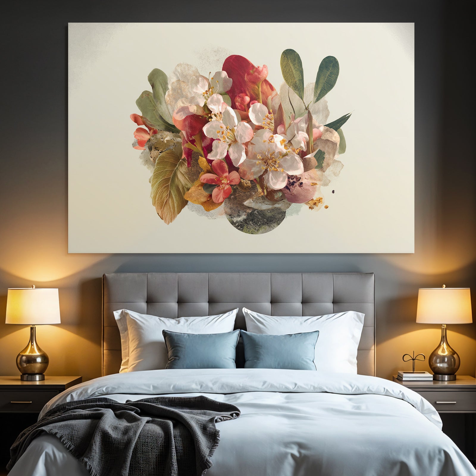 Blumige Digitale Kunst Mit Vibranten Farben Und Blattwerk