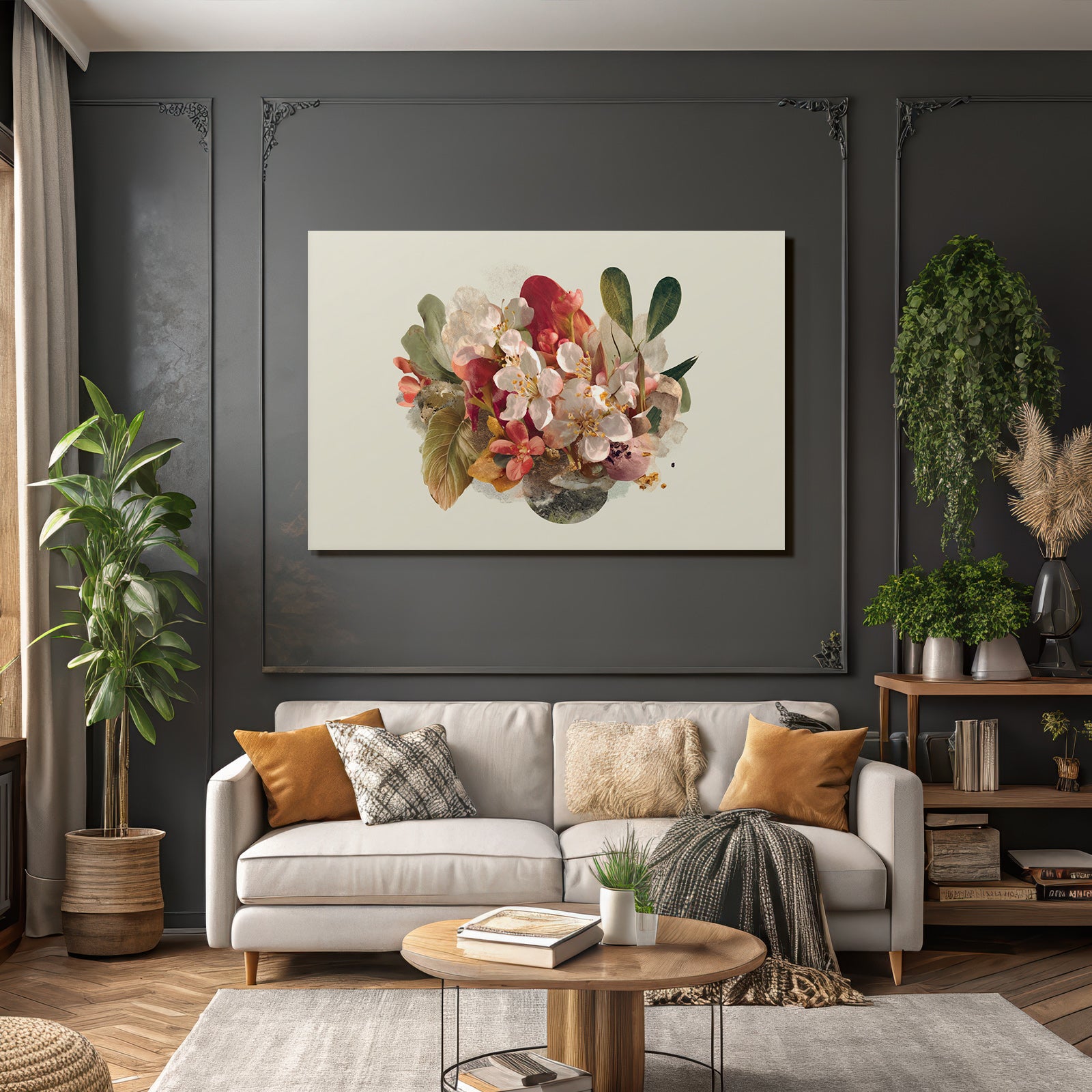 Blumige Digitale Kunst Mit Vibranten Farben Und Blattwerk