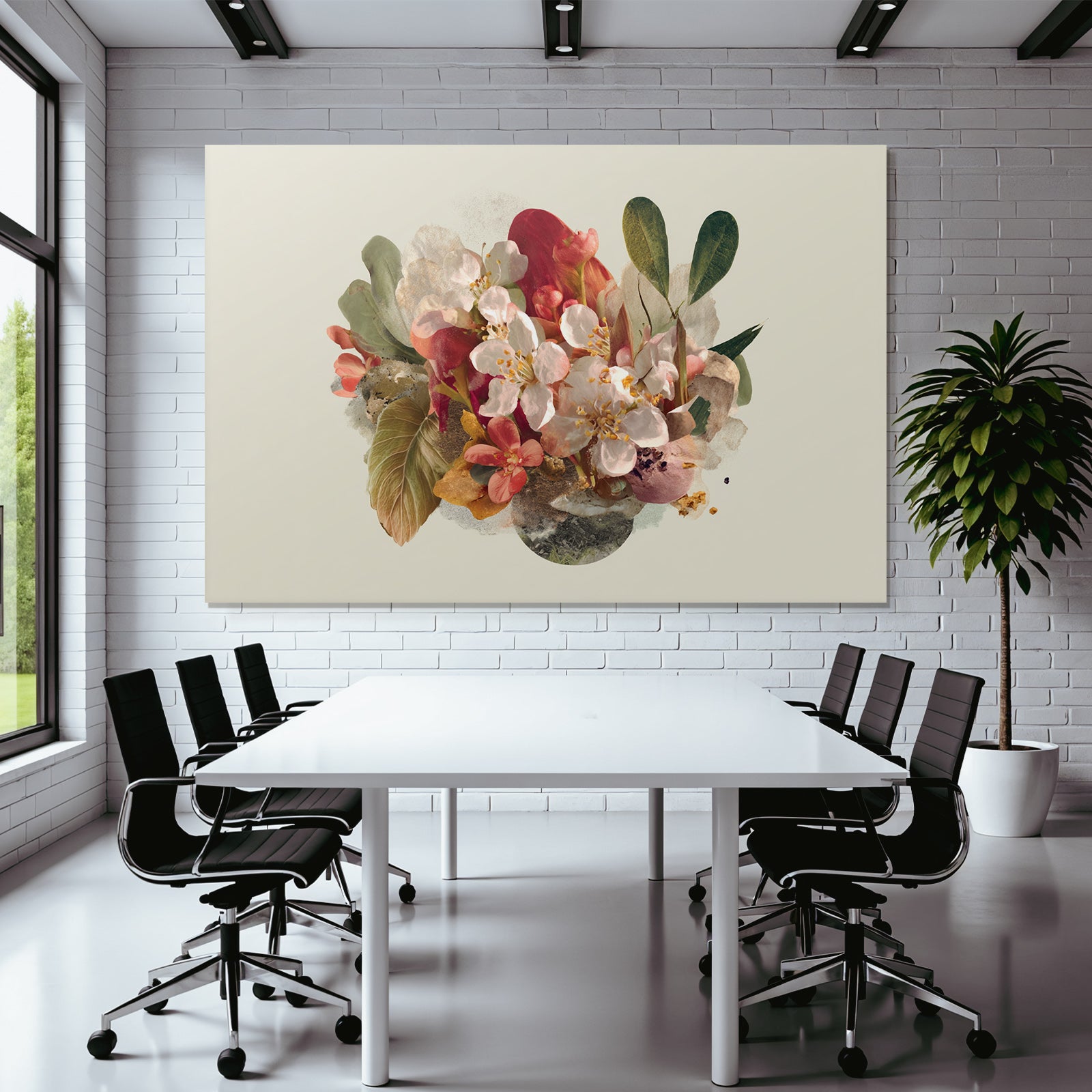 Blumige Digitale Kunst Mit Vibranten Farben Und Blattwerk